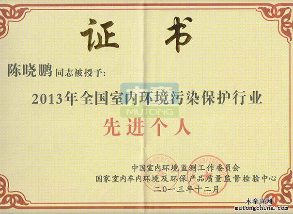 2013年全國室內(nèi)行業(yè)先進(jìn)個人